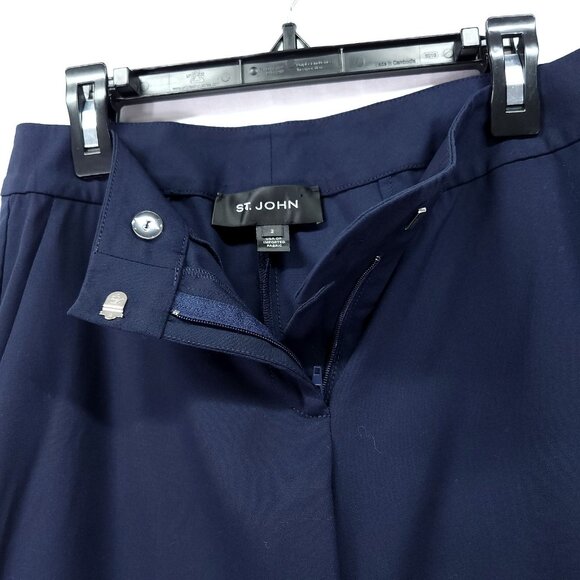 St. John Dress Pants Womens Size 2 Blue Wide Leg Made in USA Professional Wear - Picture 7 of 12